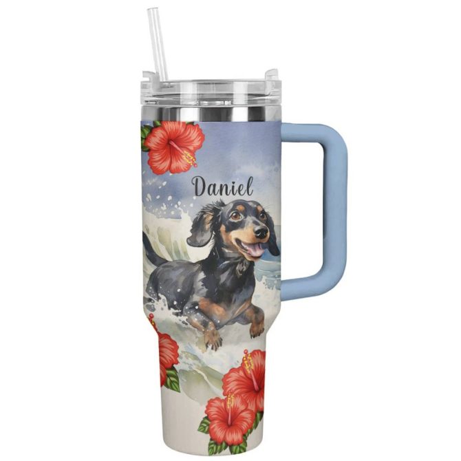 Dog Custom Stanley Quencher 40Oz Stainless Steel Tumbler With Handle