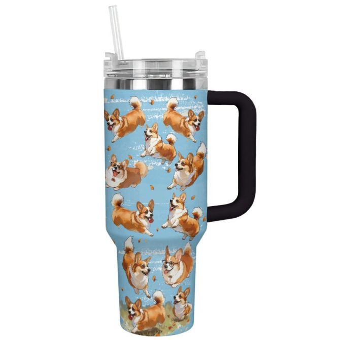 Dog Custom Stanley Quencher 40Oz Stainless Steel Tumbler With Handle