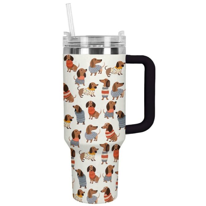Dog Custom Stanley Quencher 40Oz Stainless Steel Tumbler With Handle