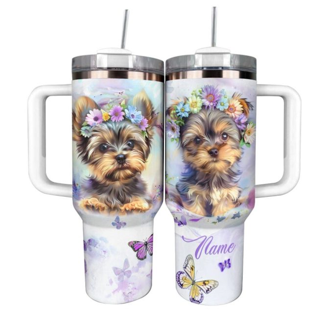 Dog Custom Stanley Quencher 40Oz Stainless Steel Tumbler With Handle