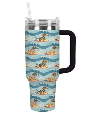 Dog Custom Stanley Quencher 40Oz Stainless Steel Tumbler With Handle