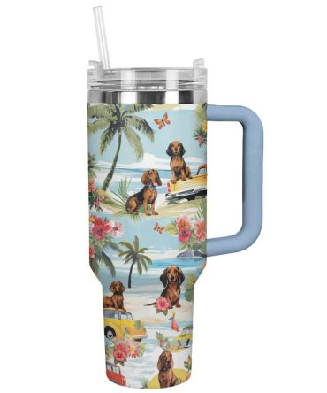 Dog Custom Stanley Quencher 40Oz Stainless Steel Tumbler With Handle