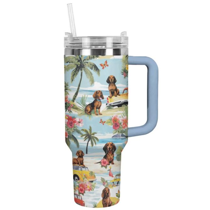 Dog Custom Stanley Quencher 40Oz Stainless Steel Tumbler With Handle
