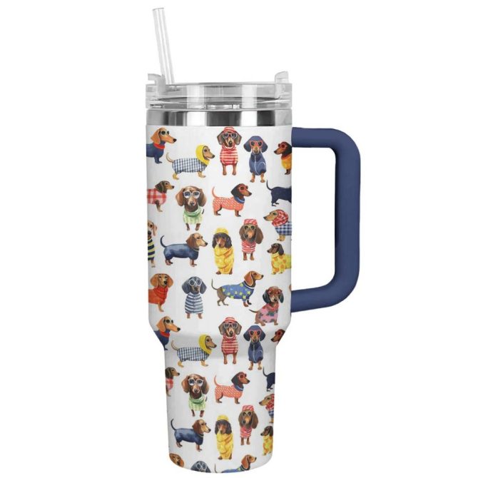 Dog Custom Stanley Quencher 40Oz Stainless Steel Tumbler With Handle
