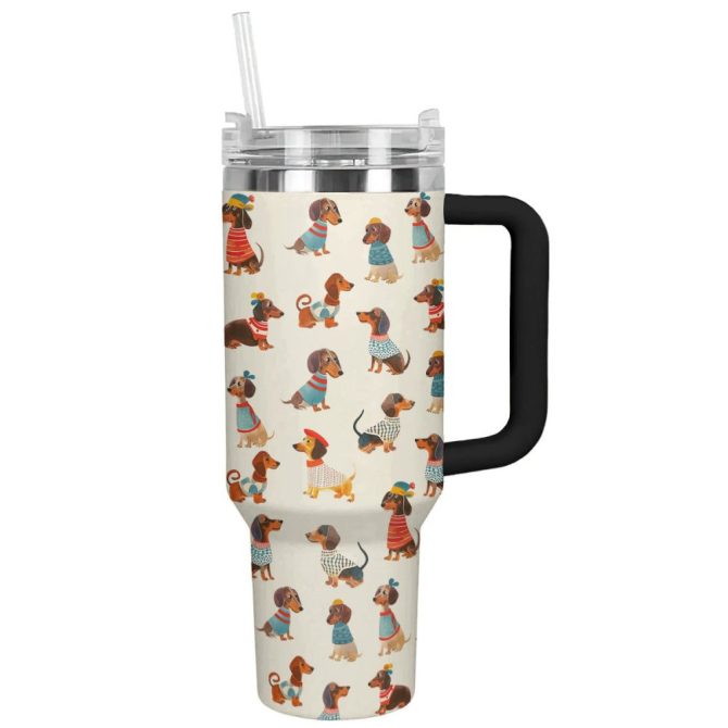 Dog Custom Stanley Quencher 40Oz Stainless Steel Tumbler With Handle