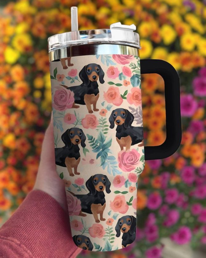 Dog Custom Stanley Quencher 40Oz Stainless Steel Tumbler With Handle
