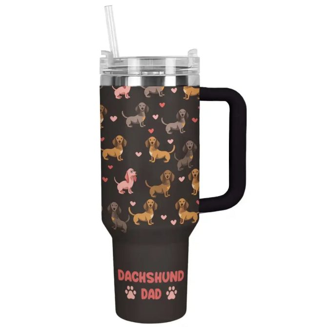 Dog Custom Stanley Quencher 40Oz Stainless Steel Tumbler With Handle