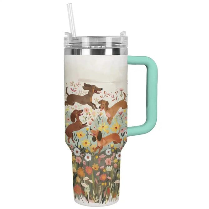 Dog Custom Stanley Quencher 40Oz Stainless Steel Tumbler With Handle