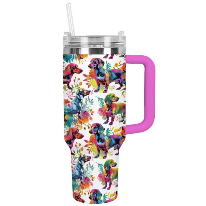 Dog Custom Stanley Quencher 40Oz Stainless Steel Tumbler With Handle