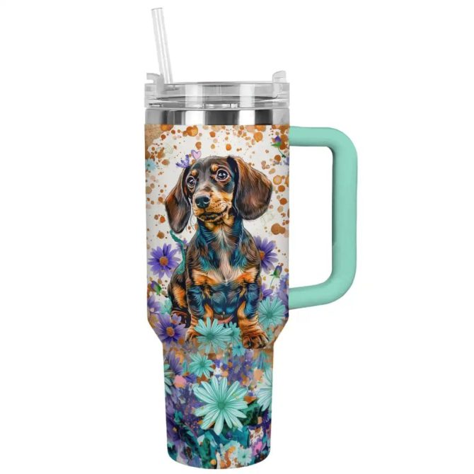 Dog Custom Stanley Quencher 40Oz Stainless Steel Tumbler With Handle