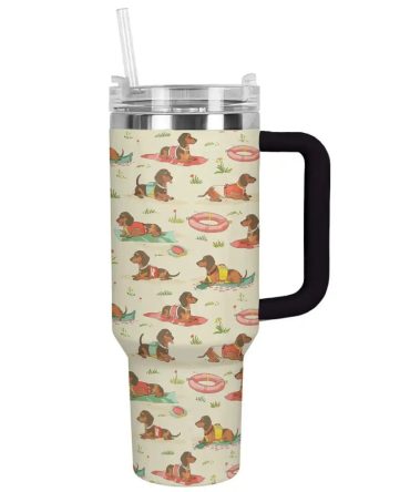 Dog Custom Stanley Quencher 40Oz Stainless Steel Tumbler With Handle