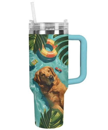 Dog Custom Stanley Quencher 40Oz Stainless Steel Tumbler With Handle