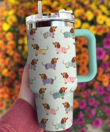 Dog Custom Stanley Quencher 40Oz Stainless Steel Tumbler With Handle