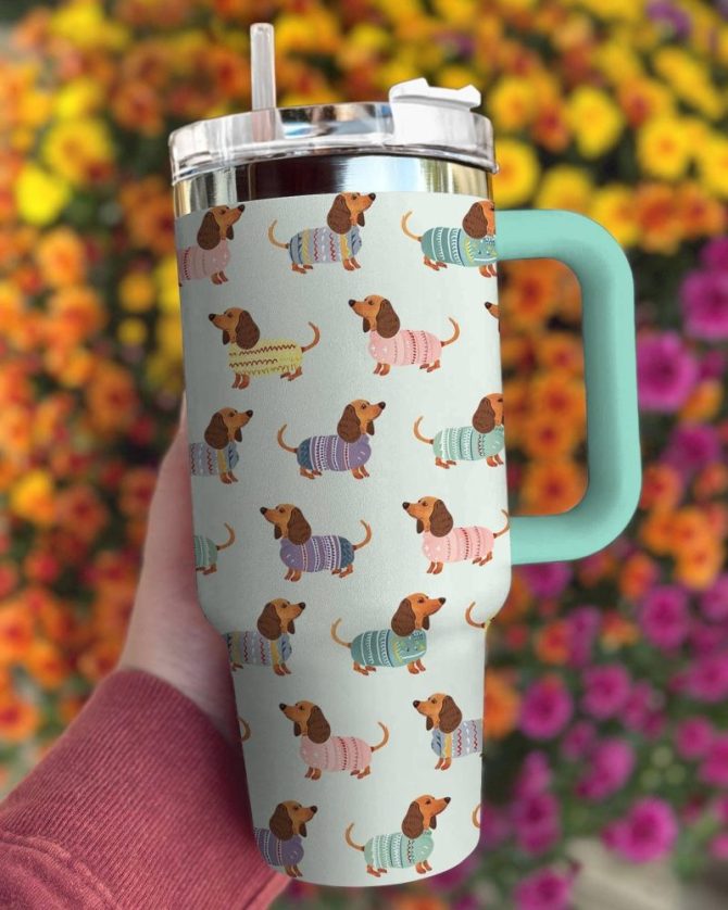 Dog Custom Stanley Quencher 40Oz Stainless Steel Tumbler With Handle