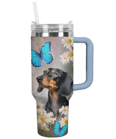 Dog Custom Stanley Quencher 40Oz Stainless Steel Tumbler With Handle