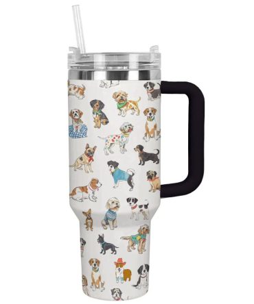 Dog Custom Stanley Quencher 40Oz Stainless Steel Tumbler With Handle