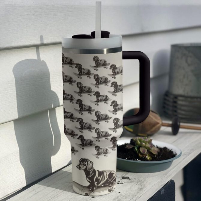 Dog Custom Stanley Quencher 40Oz Stainless Steel Tumbler With Handle
