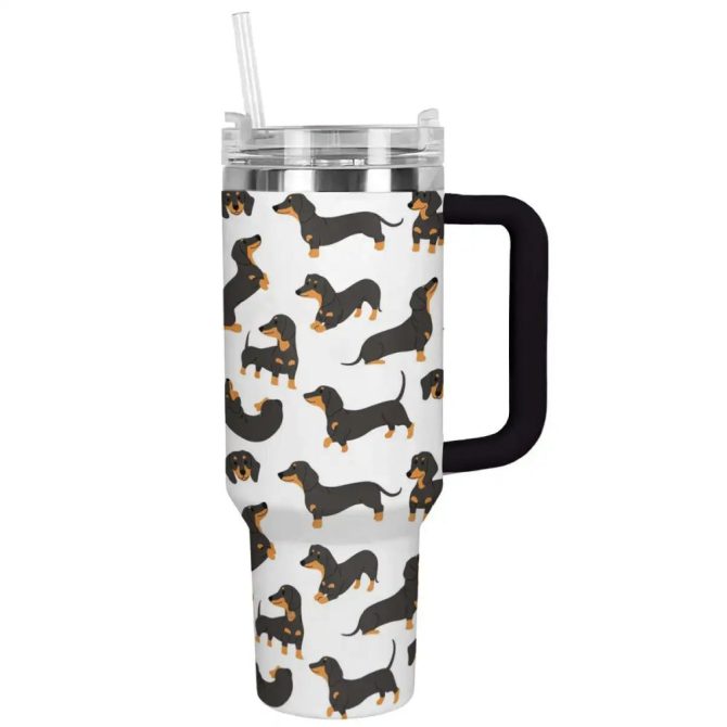 Dog Custom Stanley Quencher 40Oz Stainless Steel Tumbler With Handle