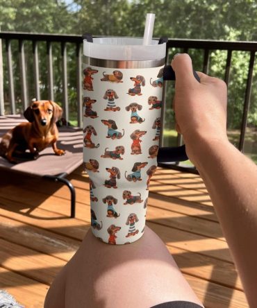 Dog Custom Stanley Quencher 40Oz Stainless Steel Tumbler With Handle