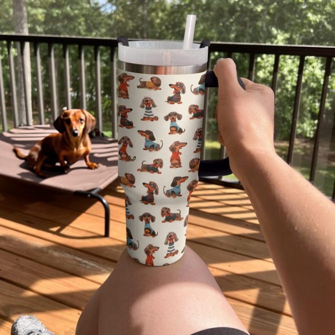 Dog Custom Stanley Quencher 40Oz Stainless Steel Tumbler With Handle