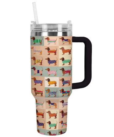 Dog Custom Stanley Quencher 40Oz Stainless Steel Tumbler With Handle