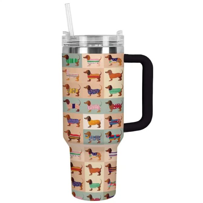 Dog Custom Stanley Quencher 40Oz Stainless Steel Tumbler With Handle