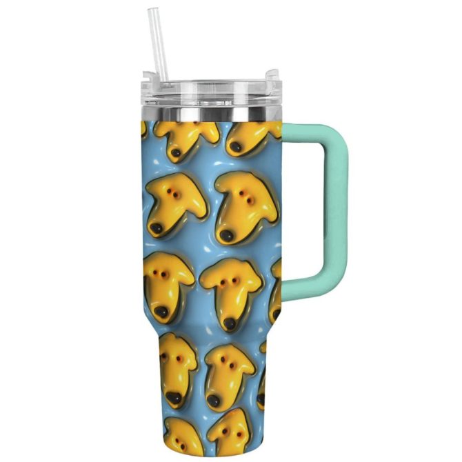 Dog Custom Stanley Quencher 40Oz Stainless Steel Tumbler With Handle