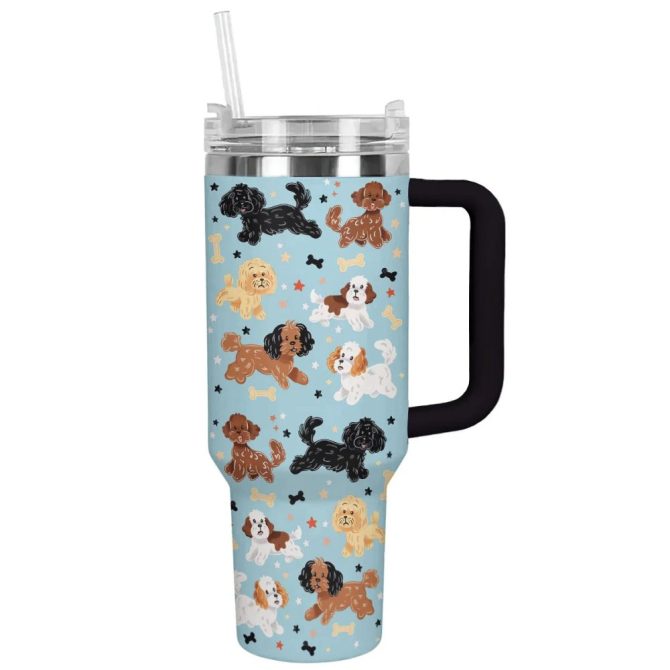 Dog Custom Stanley Quencher 40Oz Stainless Steel Tumbler With Handle