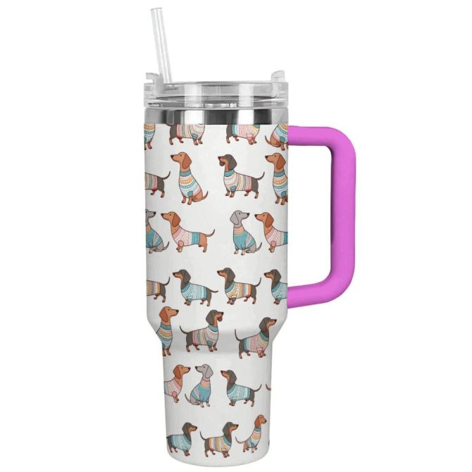 Dog Custom Stanley Quencher 40Oz Stainless Steel Tumbler With Handle