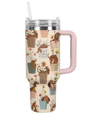 Dog Custom Stanley Quencher 40Oz Stainless Steel Tumbler With Handle