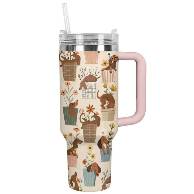 Dog Custom Stanley Quencher 40Oz Stainless Steel Tumbler With Handle