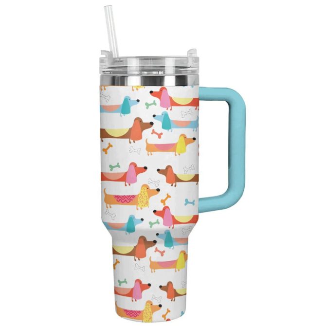 Dog Custom Stanley Quencher 40Oz Stainless Steel Tumbler With Handle