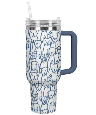 Dog Custom Stanley Quencher 40Oz Stainless Steel Tumbler With Handle