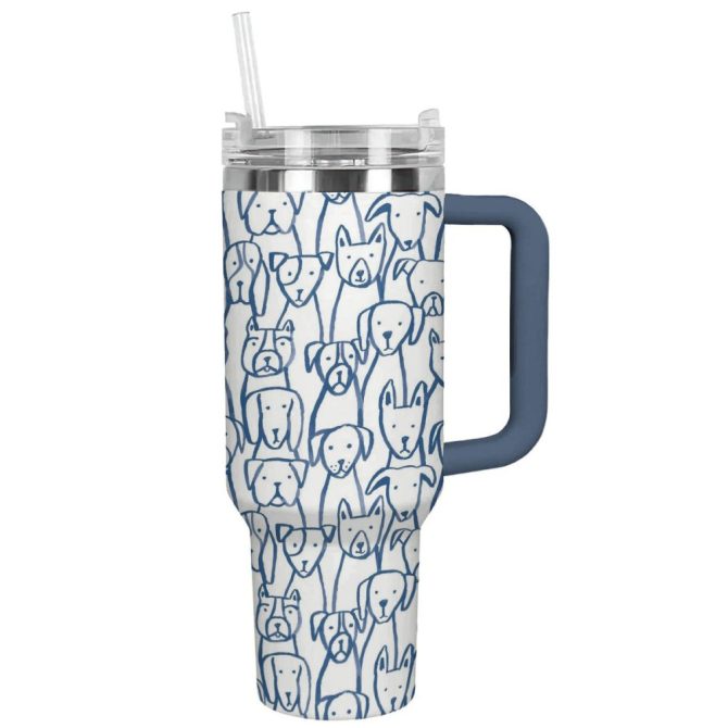 Dog Custom Stanley Quencher 40Oz Stainless Steel Tumbler With Handle