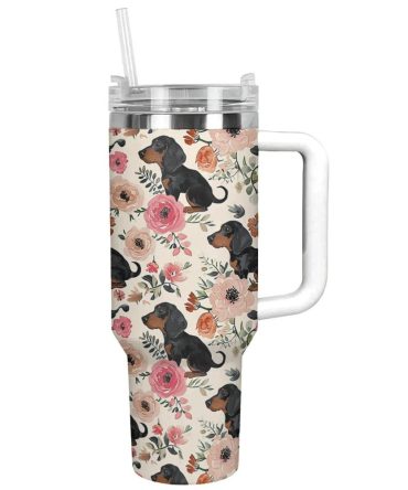 Dog Custom Stanley Quencher 40Oz Stainless Steel Tumbler With Handle