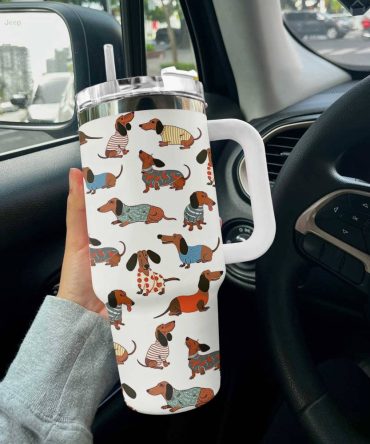 Dog Custom Stanley Quencher 40Oz Stainless Steel Tumbler With Handle