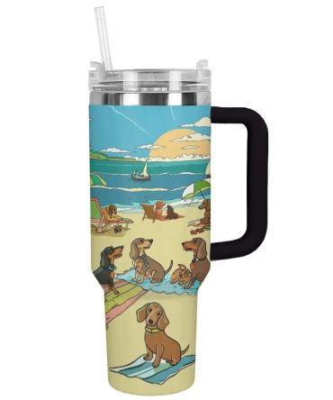 Dog Custom Stanley Quencher 40Oz Stainless Steel Tumbler With Handle