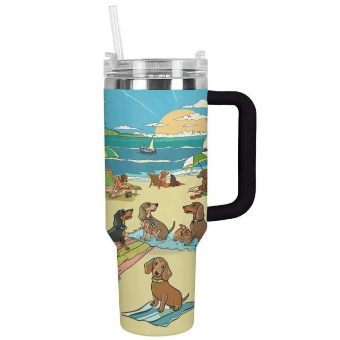 Dog Custom Stanley Quencher 40Oz Stainless Steel Tumbler With Handle