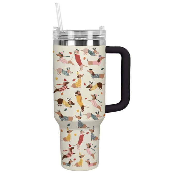 Dog Custom Stanley Quencher 40Oz Stainless Steel Tumbler With Handle