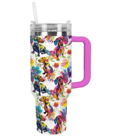 Dog Custom Stanley Quencher 40Oz Stainless Steel Tumbler With Handle