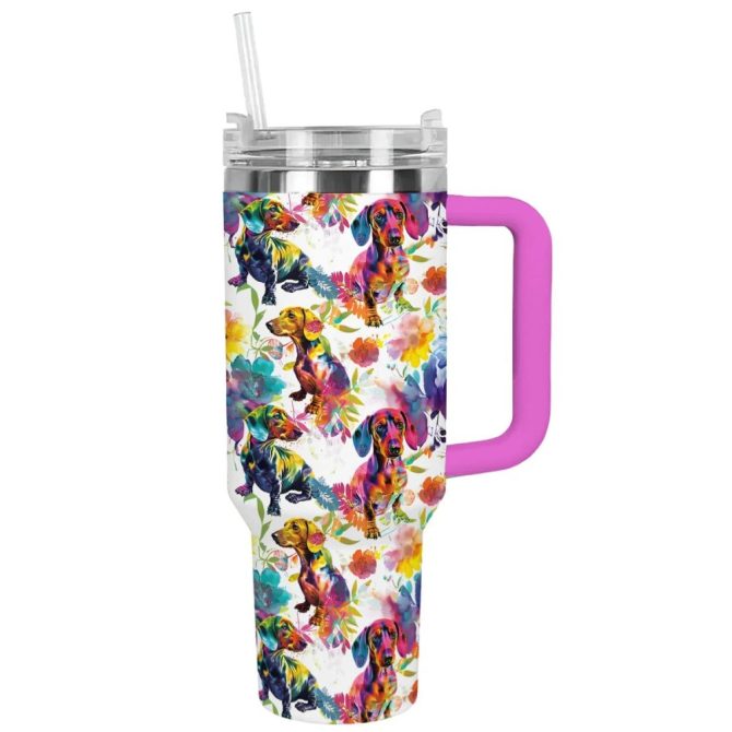 Dog Custom Stanley Quencher 40Oz Stainless Steel Tumbler With Handle