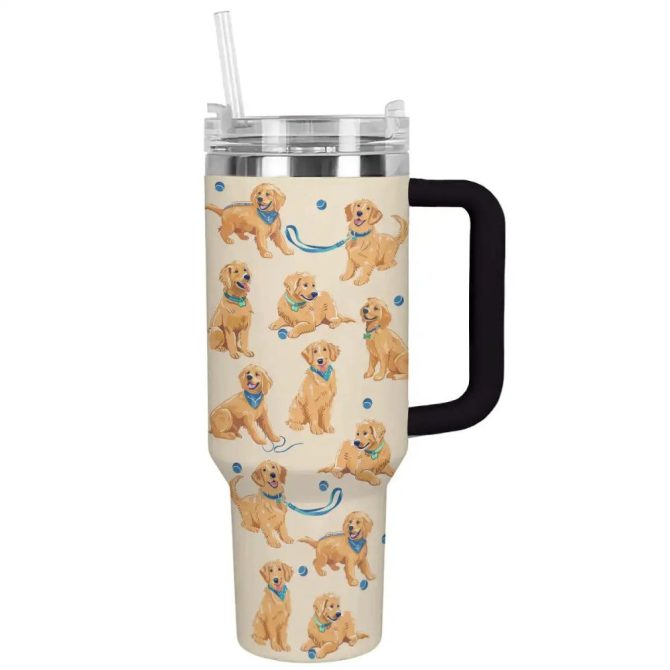 Dog Custom Stanley Quencher 40Oz Stainless Steel Tumbler With Handle