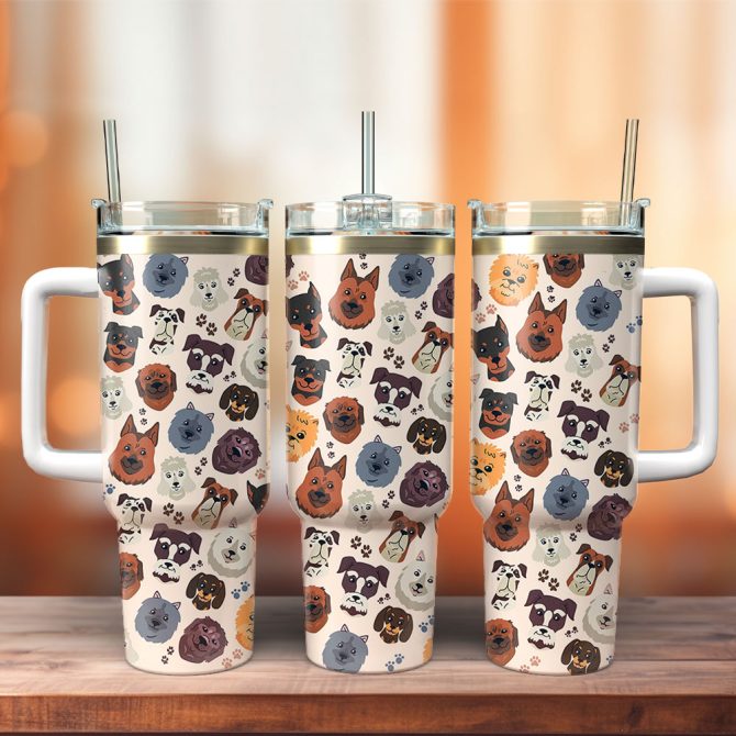 Dog Lovers Custom Stanley Quencher 40Oz Stainless Steel Tumbler With Handle