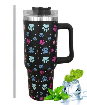 Dog Paw Custom Stanley Quencher 40Oz Stainless Steel Tumbler With Handle