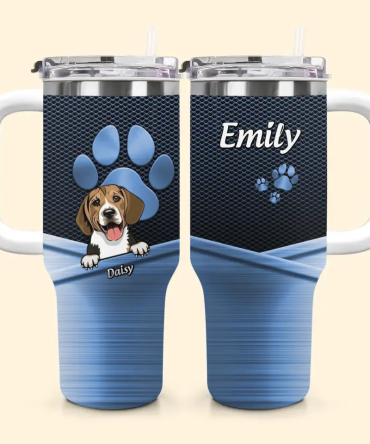Dog Paws Custom Stanley Quencher 40Oz Stainless Steel Tumbler With Handle
