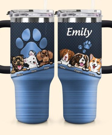 Dog Paws Custom Stanley Quencher 40Oz Stainless Steel Tumbler With Handle