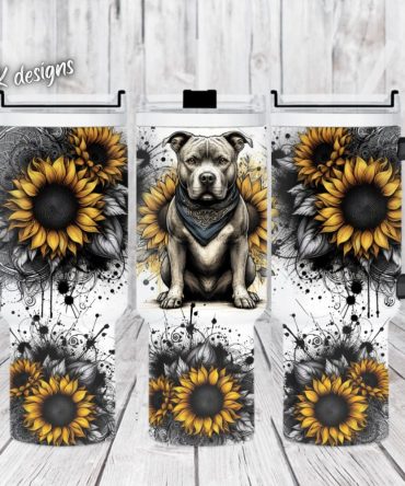 Dog Sunflowers Custom Stanley Quencher 40Oz Stainless Steel Tumbler With Handle