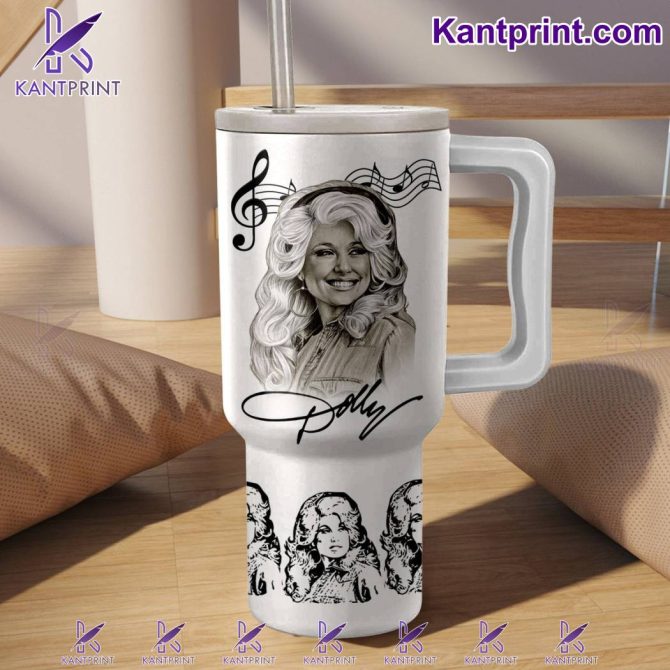 Dolly Parton Music Custom Stanley Quencher 40Oz Stainless Steel Tumbler With Handle - Image 2