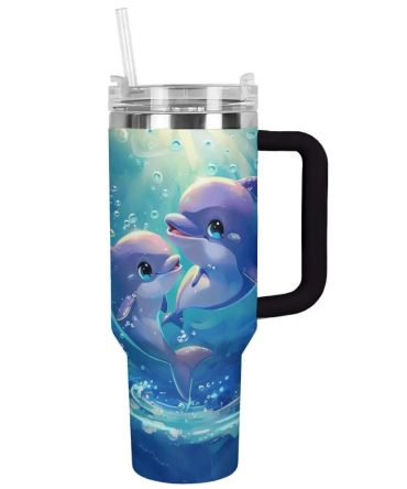Dolphin Custom Stanley Quencher 40Oz Stainless Steel Tumbler With Handle