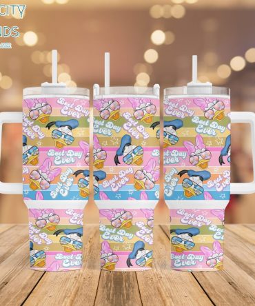 Donald And Daisy Duck Disney Cartoon Custom Stanley Quencher 40Oz Stainless Steel Tumbler With Handle